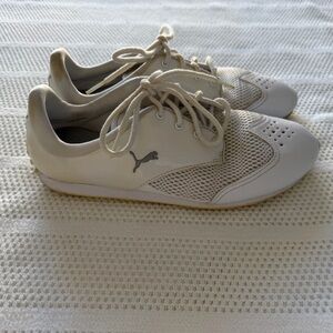 Puma White Golf Shoes with Mesh Design